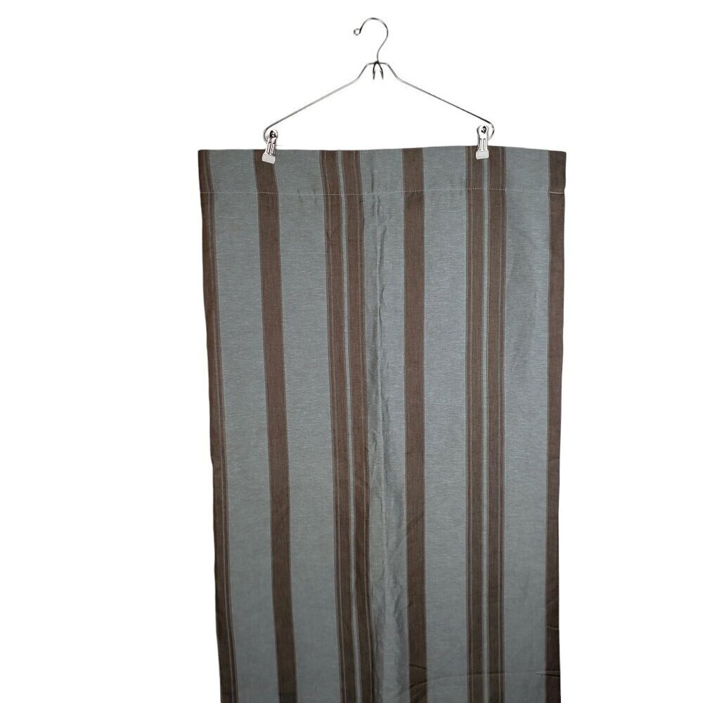 Restoration Hardware Blue Brown Stripe Cotton Linen Lined 1 Panel Drape 51 x 84